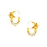 22k Yellow Pearl Gemstones Fancy Earrings with gold weight of 2.6g